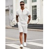 image:imageCOOFANDY Mens 2 Pieces Outfits Casual Quarter Zip Polo T Shirt and Shorts Set Athletic Jogging Summer TracksuitWhite