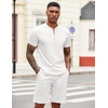 image:imageCOOFANDY Mens 2 Pieces Outfits Casual Quarter Zip Polo T Shirt and Shorts Set Athletic Jogging Summer TracksuitWhite