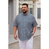 image:imageCOOFANDY Mens Big and Tall Shirts Short Sleeve Casual Button Down Plaid Shirt Wrinkle Free Dress Shirt with PocketBlackwhite