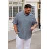 image:imageCOOFANDY Mens Big and Tall Shirts Short Sleeve Casual Button Down Plaid Shirt Wrinkle Free Dress Shirt with PocketBlackwhite