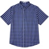 image:imageCOOFANDY Mens Big and Tall Shirts Short Sleeve Casual Button Down Plaid Shirt Wrinkle Free Dress Shirt with PocketDark Navywhite