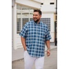 image:imageCOOFANDY Mens Big and Tall Shirts Short Sleeve Casual Button Down Plaid Shirt Wrinkle Free Dress Shirt with PocketGrey Bluewhite