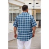 image:imageCOOFANDY Mens Big and Tall Shirts Short Sleeve Casual Button Down Plaid Shirt Wrinkle Free Dress Shirt with PocketGrey Bluewhite