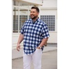 image:imageCOOFANDY Mens Big and Tall Shirts Short Sleeve Casual Button Down Plaid Shirt Wrinkle Free Dress Shirt with PocketNavywhite