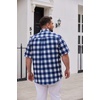image:imageCOOFANDY Mens Big and Tall Shirts Short Sleeve Casual Button Down Plaid Shirt Wrinkle Free Dress Shirt with PocketNavywhite