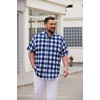 image:imageCOOFANDY Mens Big and Tall Shirts Short Sleeve Casual Button Down Plaid Shirt Wrinkle Free Dress Shirt with PocketNavywhite