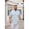image:imageCOOFANDY Mens Big and Tall Shirts Short Sleeve Casual Button Down Plaid Shirt Wrinkle Free Dress Shirt with PocketWhiteblue
