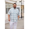 image:imageCOOFANDY Mens Big and Tall Shirts Short Sleeve Casual Button Down Plaid Shirt Wrinkle Free Dress Shirt with PocketWhiteblue