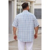 image:imageCOOFANDY Mens Big and Tall Shirts Short Sleeve Casual Button Down Plaid Shirt Wrinkle Free Dress Shirt with PocketWhitenavy