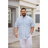 image:imageCOOFANDY Mens Big and Tall Shirts Short Sleeve Casual Button Down Plaid Shirt Wrinkle Free Dress Shirt with PocketWhitenavy