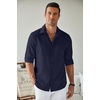 image:imageCOOFANDY Mens Button Down Shirt Long Sleeve Untucked Shirts Summer Casual Dress ShirtsBlack Iris