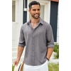 image:imageCOOFANDY Mens Button Down Shirt Long Sleeve Untucked Shirts Summer Casual Dress ShirtsGranite Gray