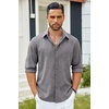image:imageCOOFANDY Mens Button Down Shirt Long Sleeve Untucked Shirts Summer Casual Dress ShirtsGranite Gray