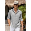 image:imageCOOFANDY Mens Button Down Shirt Long Sleeve Untucked Shirts Summer Casual Dress ShirtsLight Grey