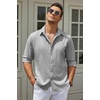 image:imageCOOFANDY Mens Button Down Shirt Long Sleeve Untucked Shirts Summer Casual Dress ShirtsLight Grey