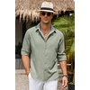 image:imageCOOFANDY Mens Button Down Shirt Long Sleeve Untucked Shirts Summer Casual Dress ShirtsSage Green
