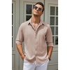 image:imageCOOFANDY Mens Button Down Shirt Long Sleeve Untucked Shirts Summer Casual Dress ShirtsSesame