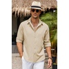 image:imageCOOFANDY Mens Button Down Shirt Long Sleeve Untucked Shirts Summer Casual Dress ShirtsShortbread
