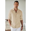 image:imageCOOFANDY Mens Button Down Shirt Long Sleeve Untucked Shirts Summer Casual Dress ShirtsShortbread