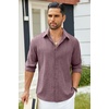 image:imageCOOFANDY Mens Button Down Shirt Long Sleeve Untucked Shirts Summer Casual Dress ShirtsTawny Port