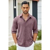 image:imageCOOFANDY Mens Button Down Shirt Long Sleeve Untucked Shirts Summer Casual Dress ShirtsTawny Port