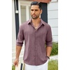 image:imageCOOFANDY Mens Button Down Shirt Long Sleeve Untucked Shirts Summer Casual Dress ShirtsTawny Port