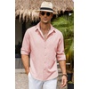 image:imageCOOFANDY Mens Button Down Shirt Long Sleeve Untucked Shirts Summer Casual Dress ShirtsVeiled Rose