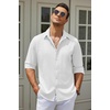 image:imageCOOFANDY Mens Button Down Shirt Long Sleeve Untucked Shirts Summer Casual Dress ShirtsWhite