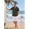 image:imageCOOFANDY Mens Button Down Shirt Short Sleeve Casual Shirts Linen Textured Summer Beach ShirtsArmy Green