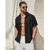 image:imageCOOFANDY Mens Button Down Shirt Short Sleeve Casual Shirts Linen Textured Summer Beach ShirtsBlack