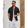 image:imageCOOFANDY Mens Button Down Shirt Short Sleeve Casual Shirts Linen Textured Summer Beach ShirtsBlack