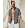 image:imageCOOFANDY Mens Button Down Shirt Short Sleeve Casual Shirts Linen Textured Summer Beach ShirtsDark Grey