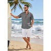 image:imageCOOFANDY Mens Button Down Shirt Short Sleeve Casual Shirts Linen Textured Summer Beach ShirtsDark Grey