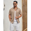 image:imageCOOFANDY Mens Button Down Shirt Short Sleeve Casual Shirts Linen Textured Summer Beach ShirtsKhaki