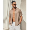 image:imageCOOFANDY Mens Button Down Shirt Short Sleeve Casual Shirts Linen Textured Summer Beach ShirtsKhaki