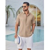 image:imageCOOFANDY Mens Button Down Shirt Short Sleeve Casual Shirts Linen Textured Summer Beach ShirtsKhaki