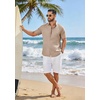 image:imageCOOFANDY Mens Button Down Shirt Short Sleeve Casual Shirts Linen Textured Summer Beach ShirtsKhaki