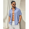 image:imageCOOFANDY Mens Button Down Shirt Short Sleeve Casual Shirts Linen Textured Summer Beach ShirtsLight Blue