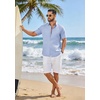 image:imageCOOFANDY Mens Button Down Shirt Short Sleeve Casual Shirts Linen Textured Summer Beach ShirtsLight Blue