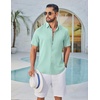 image:imageCOOFANDY Mens Button Down Shirt Short Sleeve Casual Shirts Linen Textured Summer Beach ShirtsSage Green