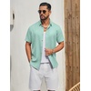 image:imageCOOFANDY Mens Button Down Shirt Short Sleeve Casual Shirts Linen Textured Summer Beach ShirtsSage Green