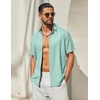 image:imageCOOFANDY Mens Button Down Shirt Short Sleeve Casual Shirts Linen Textured Summer Beach ShirtsSage Green