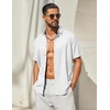 image:imageCOOFANDY Mens Button Down Shirt Short Sleeve Casual Shirts Linen Textured Summer Beach ShirtsWhite