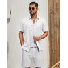image:imageCOOFANDY Mens Button Down Shirt Short Sleeve Casual Shirts Linen Textured Summer Beach ShirtsWhite