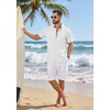 image:imageCOOFANDY Mens Button Down Shirt Short Sleeve Casual Shirts Linen Textured Summer Beach ShirtsWhite
