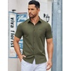 image:imageCOOFANDY Mens Button Down Shirts Short Sleeve Casual Dress Shirts Untucked Summer Shirt with PocketArmy Green
