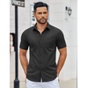 image:imageCOOFANDY Mens Button Down Shirts Short Sleeve Casual Dress Shirts Untucked Summer Shirt with PocketBlack