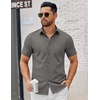 image:imageCOOFANDY Mens Button Down Shirts Short Sleeve Casual Dress Shirts Untucked Summer Shirt with PocketDark Grey