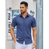 image:imageCOOFANDY Mens Button Down Shirts Short Sleeve Casual Dress Shirts Untucked Summer Shirt with PocketDenim Blue