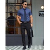 image:imageCOOFANDY Mens Button Down Shirts Short Sleeve Casual Dress Shirts Untucked Summer Shirt with PocketDenim Blue